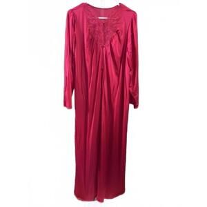 Vintage Red Lace Yoke Maxi Nightgown